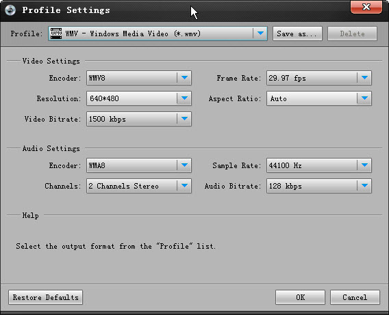 Output settings