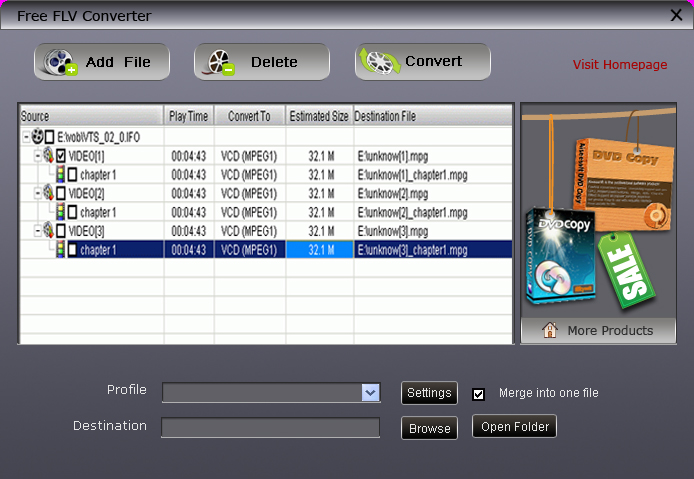 Screenshot of Free FLV Converter