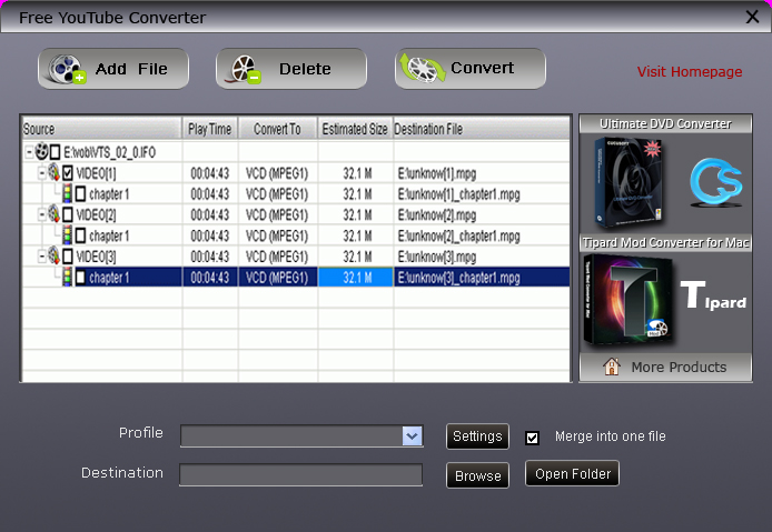 Screenshot of Free YouTube Converter 2.1.0.0