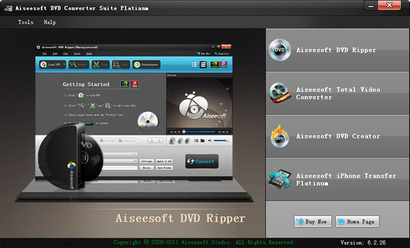 Screenshot of Aiseesoft DVD Converter Suite 5.0.31