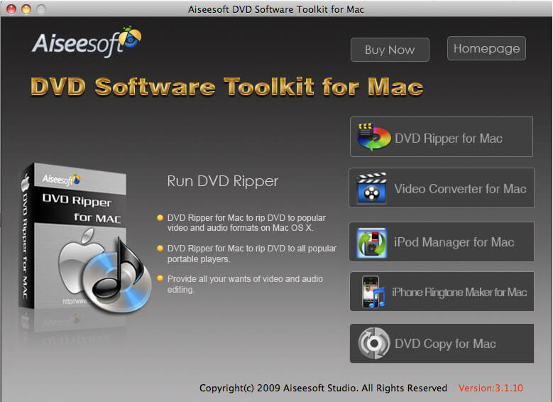 Screenshot of DVD Software Tooikit for Mac