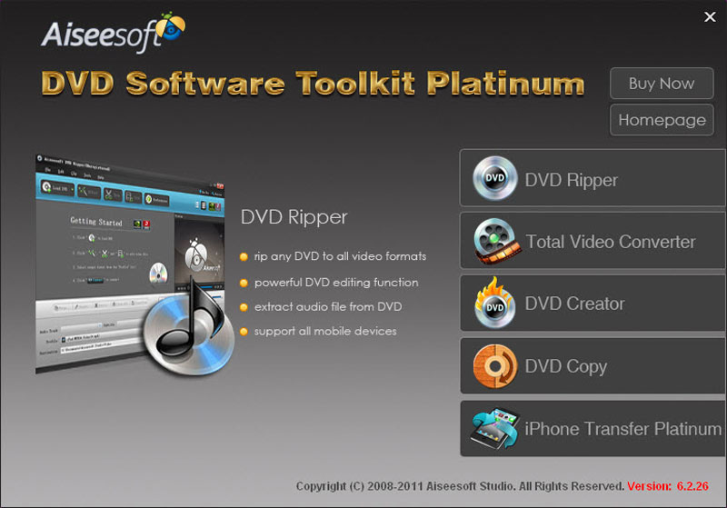 Screenshot of Aiseesoft DVD Software Toolkit