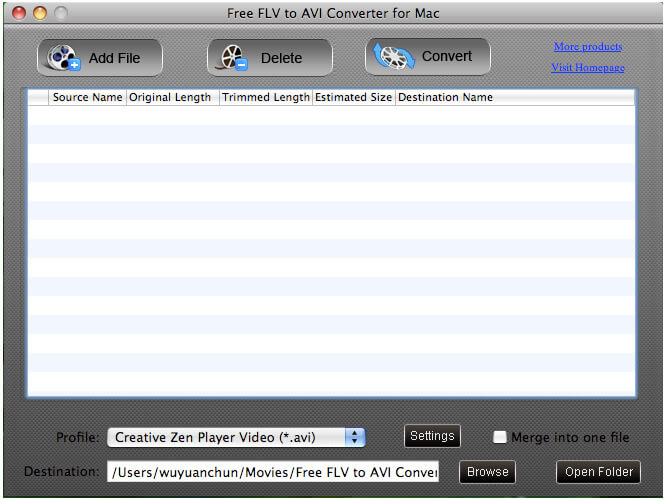 Free FLV to AVI Converter for Mac 4.2.20