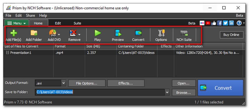 Prism Video Converter Extended Features