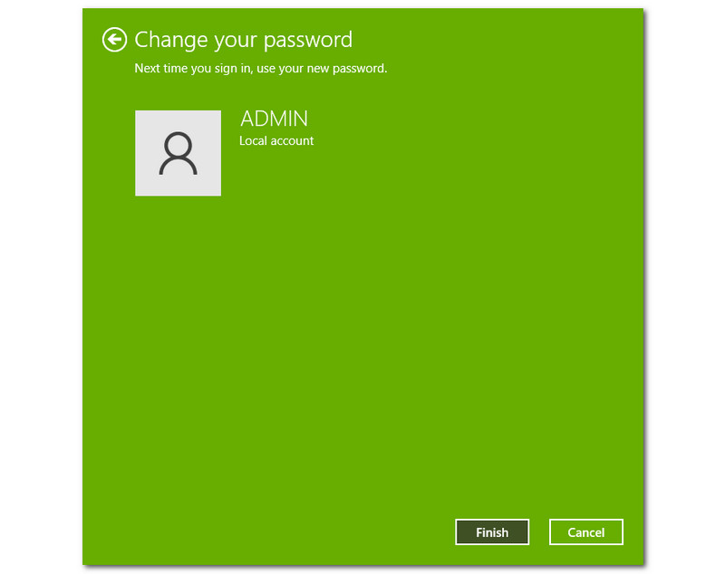 How to Change Windows Password Finish
