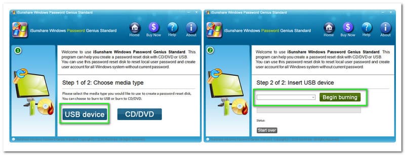 iSunshare Windows Password Genius Creating Password Reset Disk