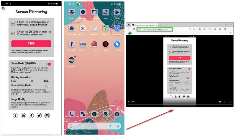 Screen Mirroring App Interface
