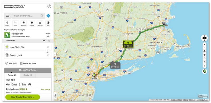 MapQuest Review Interface