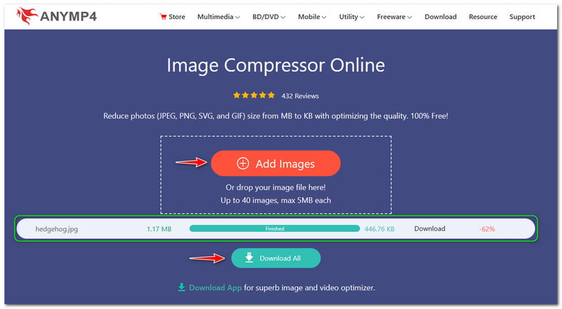 TinyPNG Alternatives AnyMP4 Compressor Online