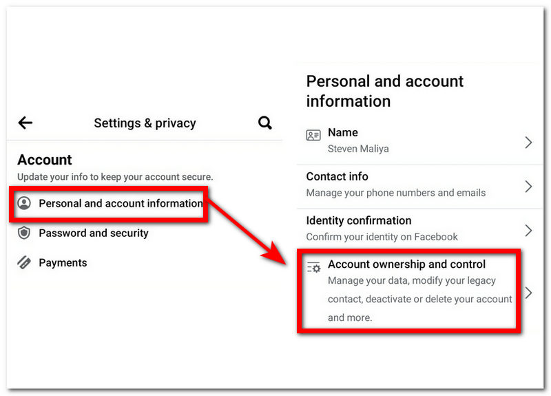 Facebook App Account Ownership and Control