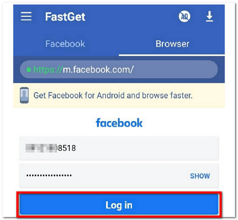 Facebook App Log In