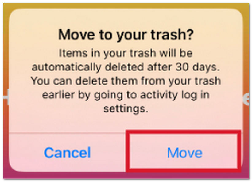 Facebook Move to Trash