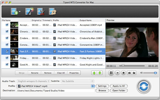 Tipard MTS Converter For mac Interface