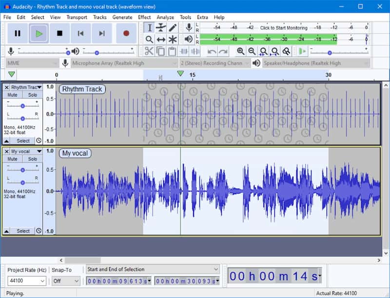 Audacity Arayüzü