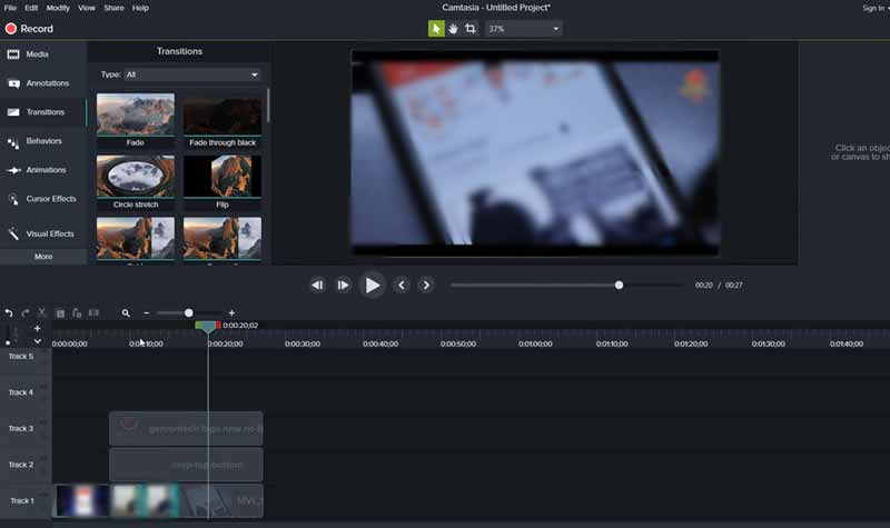 อินเทอร์เฟซ Camtasia