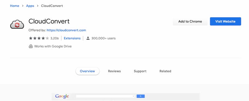 Extensión de Chrome Cloudconvert
