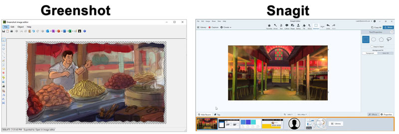 Snagit VS Greenshot -kuvaeditori
