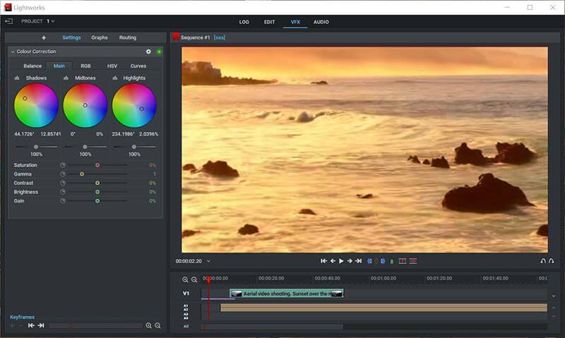 LightworksでのVFX調整