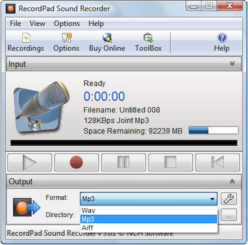 Recordpad-interface