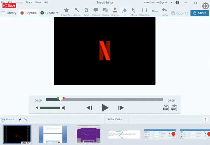 Edite o Snagit de vídeo gravado