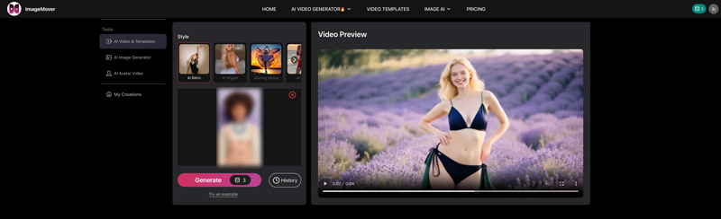 ImageMover AI generátor bikin