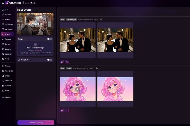 Goenhance Ai-hug Video Generator