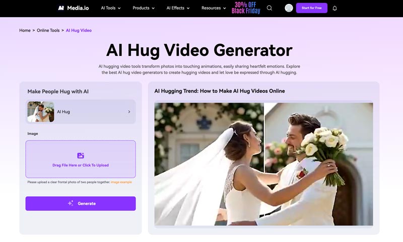 Media Io AI Hug Generator