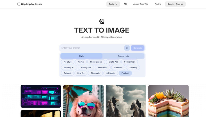 Clipdrop Tekst naar Afbeelding AI-tool