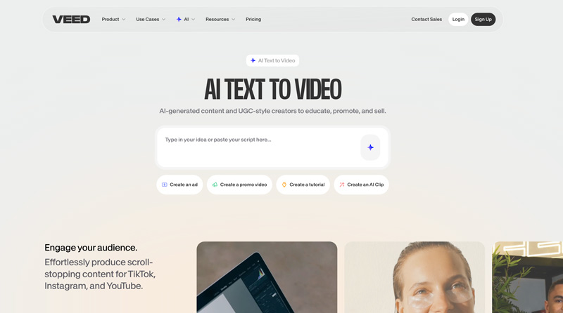 Veed Io AI Tekst-naar-video-generator