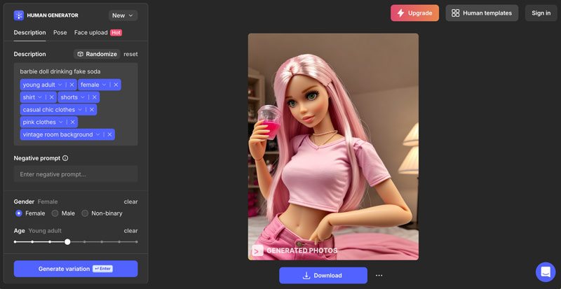 Human Generator AI Barbie Filter Template