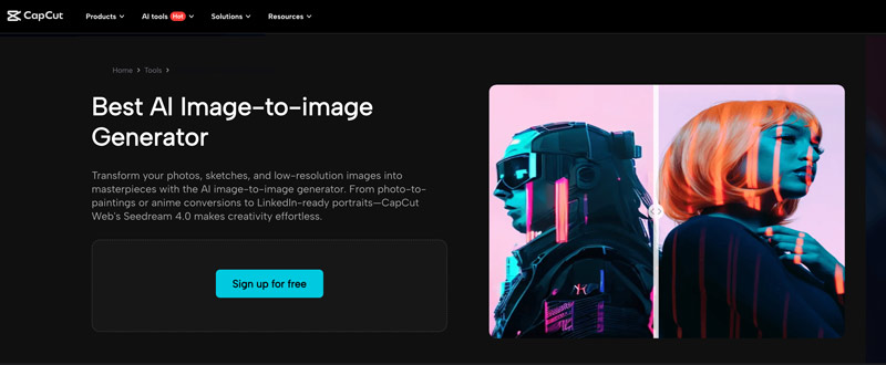CapCut – AI generátor obrázku z obrázku