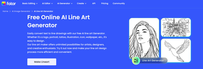 Fotor Free Online AI Line Art Generator