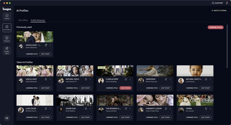 Vitrine de profils Imagen Ai