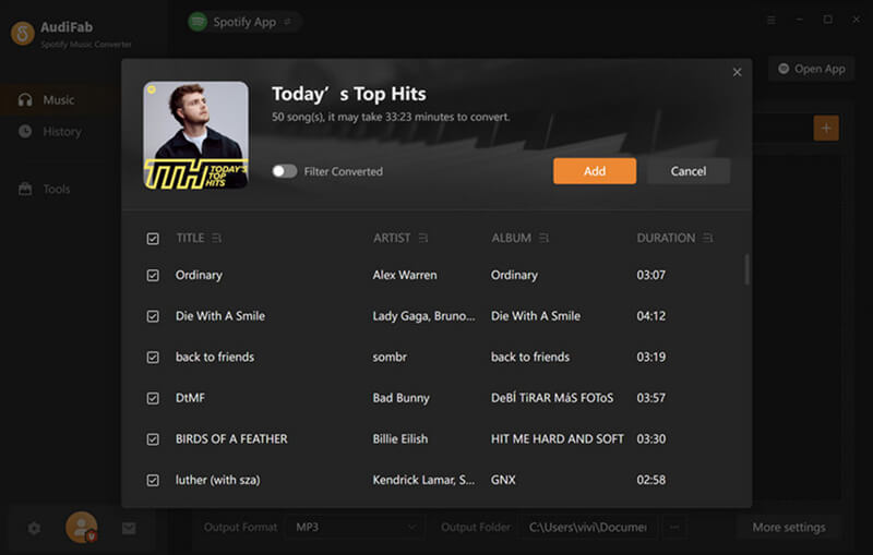 ממיר מוזיקה של Audifab Spotify