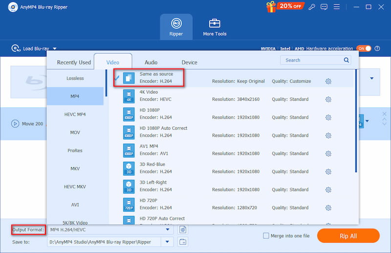 Anymp4 Blu Ray Ripper Choose Mp4