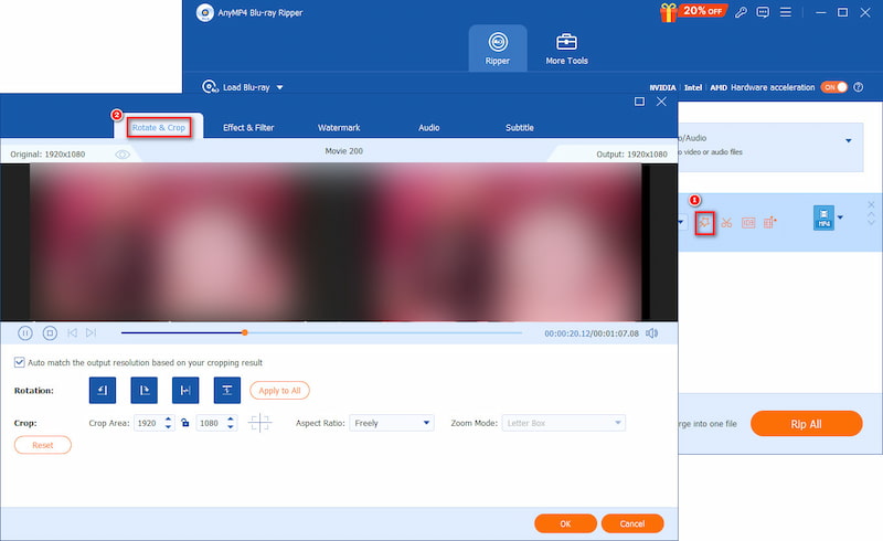 Anymp4 Blu Ray Ripper Crop Video