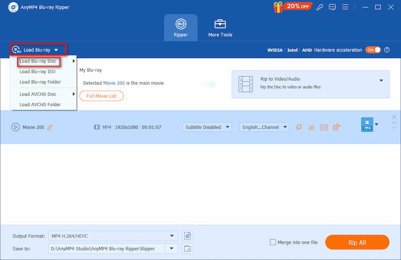 Anymp4 Blu Ray Ripper Load Disc