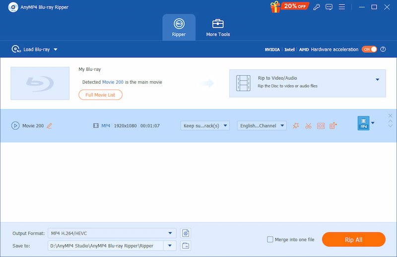 Anymp4 Blu Ray Ripper Interface