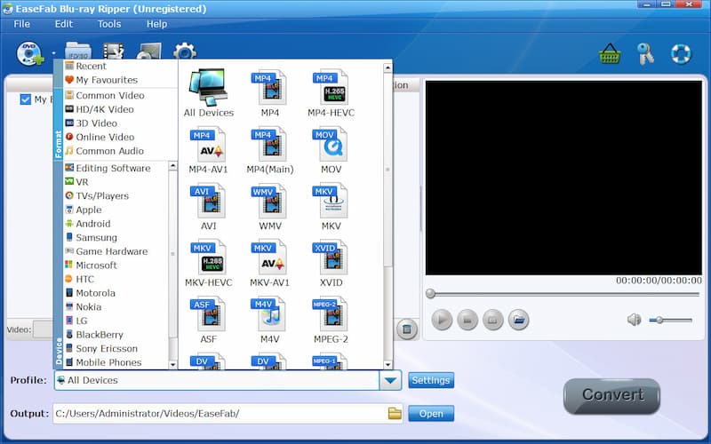 Easefab Blu Ray Ripper Interface