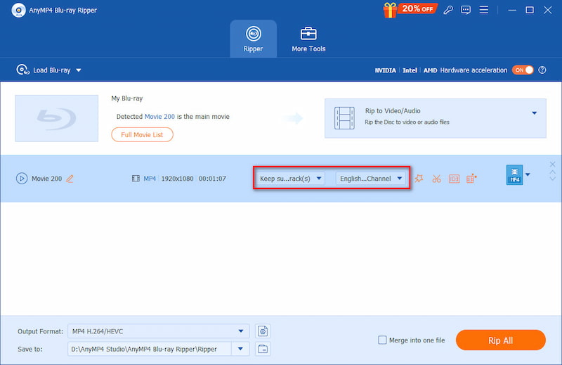 AnyMP4 Blu-ray Ripper – עריכת כתוביות ורצועת אודיו