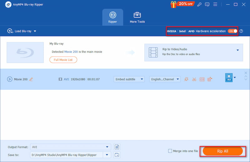 Anymp4 Blu Ray Ripper Start Ripping