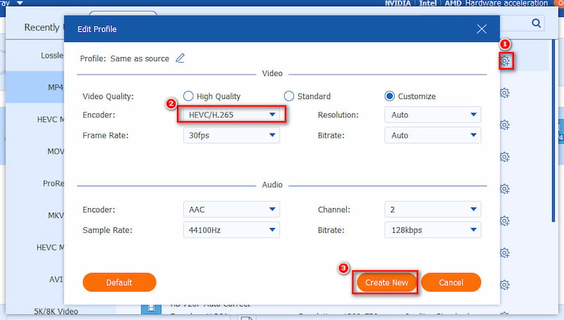 AnyMP4 蓝光转换器设置 H.265