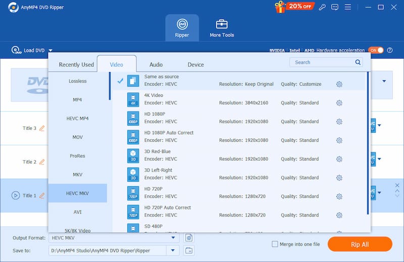 Anymp4 Dvd Ripper Choose Mkv