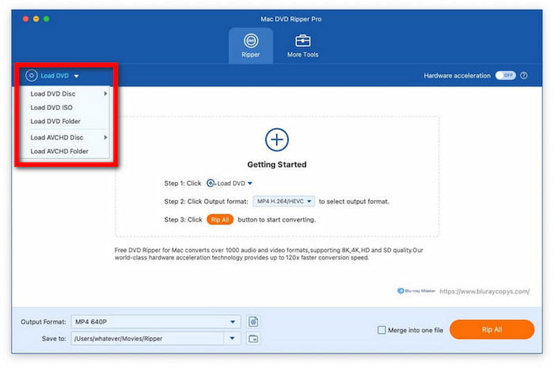Blu-ray Master Free DVD Ripper – načtení souborů z DVD
