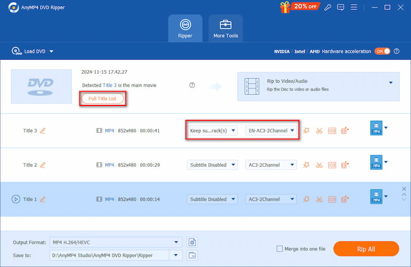 Anymp4 Dvd Ripper Select Titles
