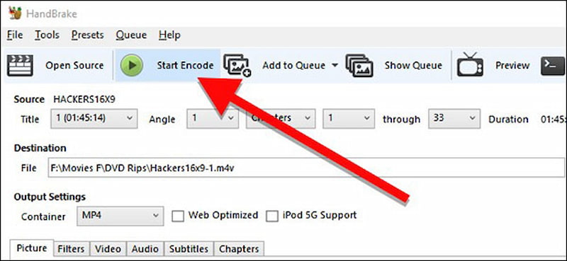Start koding i Handbrake