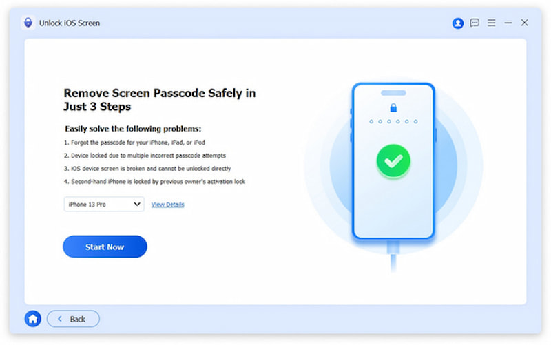 Anymp4 iPhone Unlocker Start to Wipe Passcode