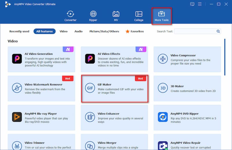 Anymp4 Video Converter Ultimate Επιλέξτε Δημιουργό GIF