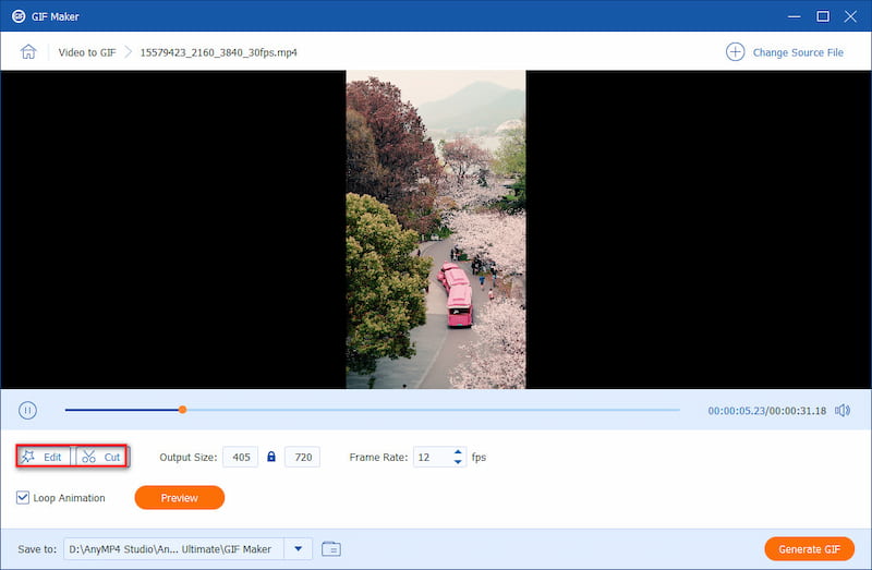 AnyMP4 Video Converter Ultimate Κοπή επεξεργασία εισαγόμενου βίντεο