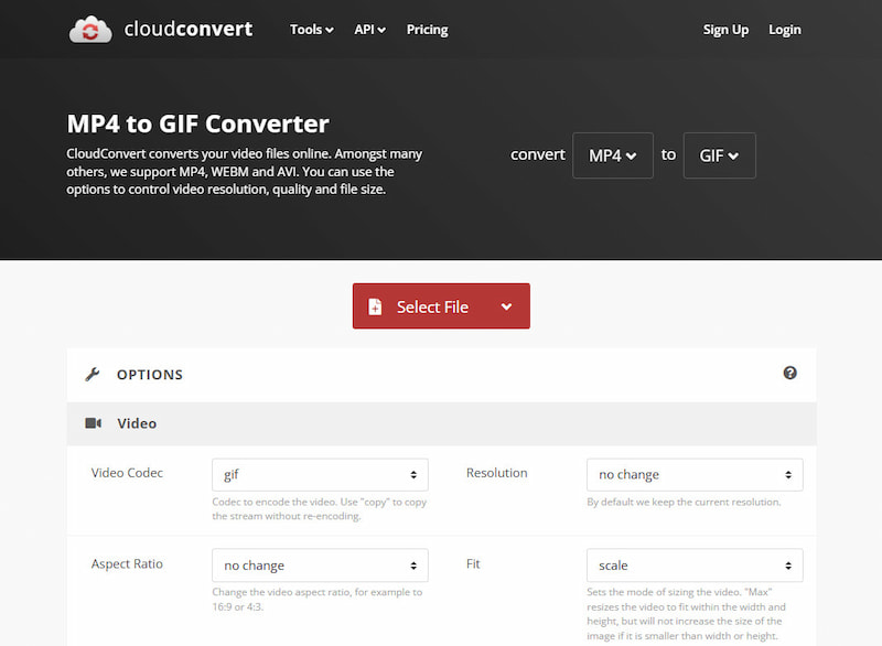 Μετατροπέας βίντεο σε GIF Cloudconvert